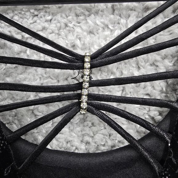 Another Thyme Velvet Maxi Dress 14‎ Black Floral Glitter Vintage Whimsigoth - Picture 10 of 14